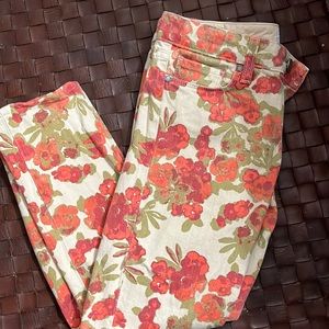 Paige Flowered Straight Leg Denim Jeans Size 25